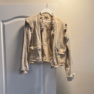 Entro Cream Utility Jacket with Ruffle Accents